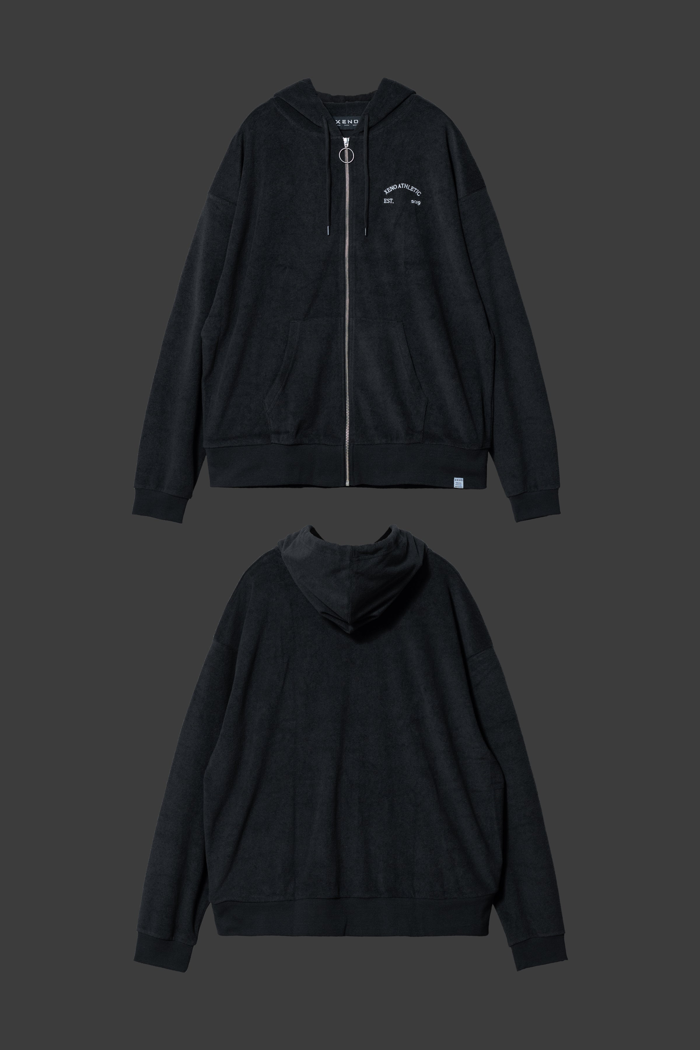 XENO ATHLETIC PILE ZIP UP HOODIE Black