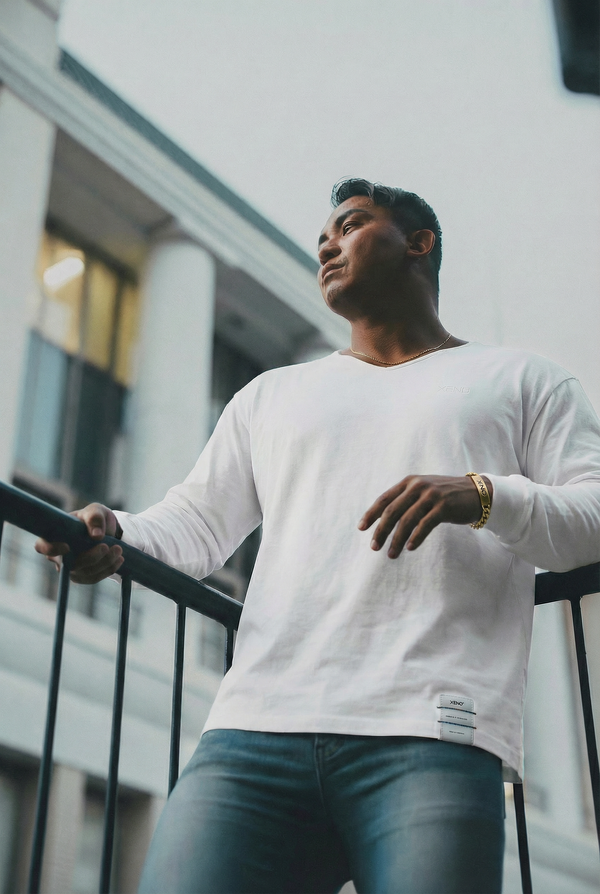 XENO BOAT NECK RELAX L/S TEE WHITE