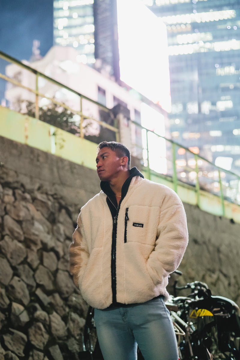 XENO OVERSIZED BOA FLEECE JACKET WHITE