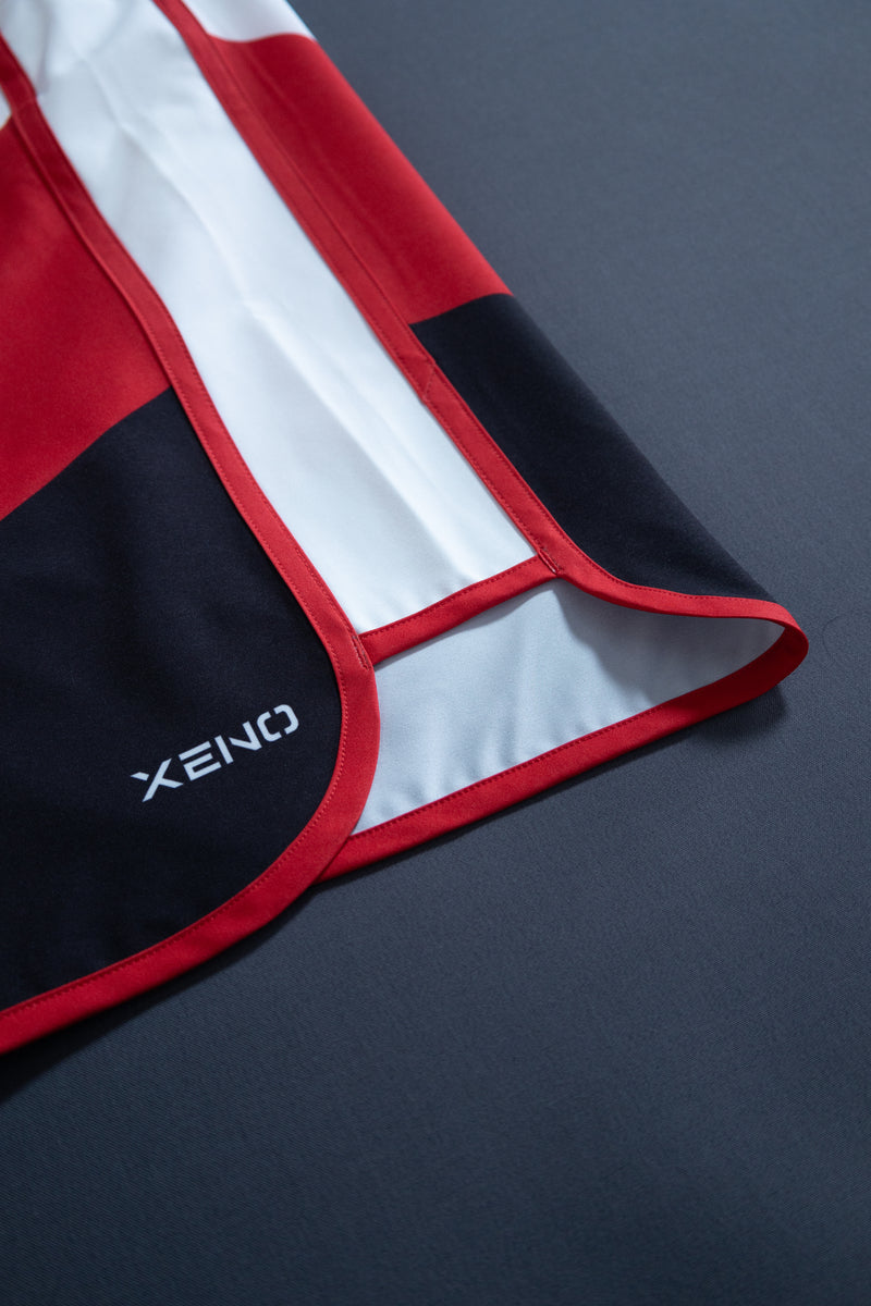 XENO COLOR BLOCK STAGE SHORTS White×Red