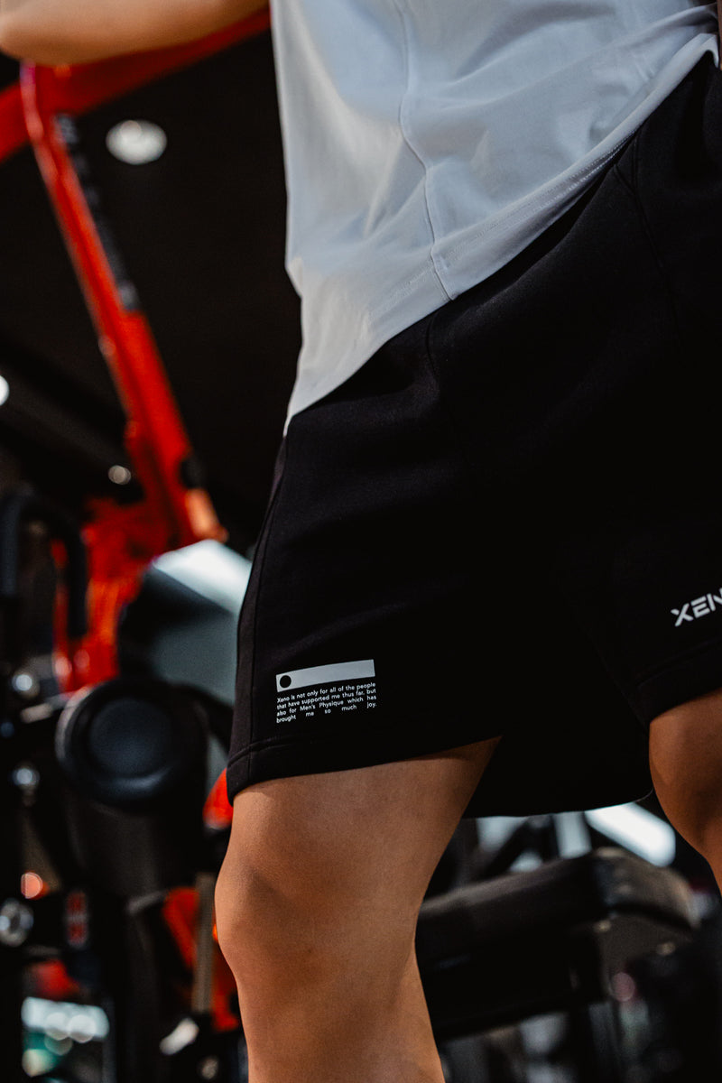 XENO COLOR BLOCK DOUBLE KNIT SHORTS Black x Black