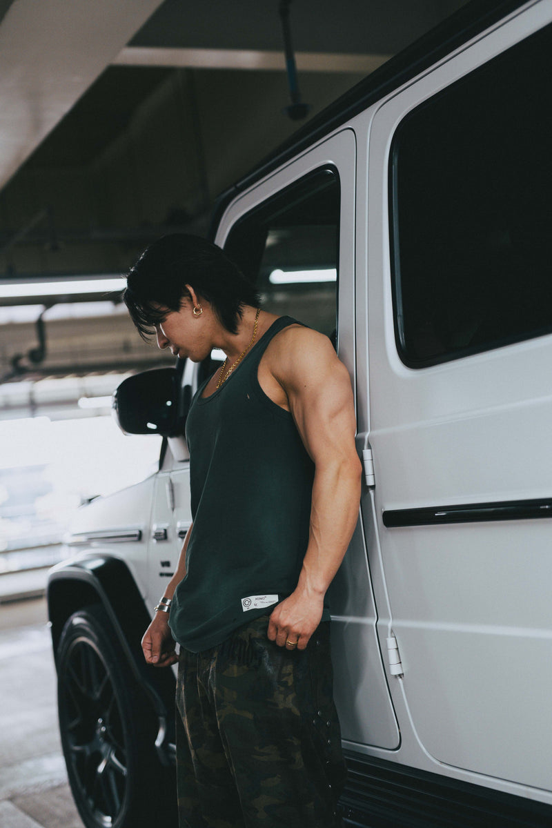 XENO DAMAGE SWEAT PANTS GREEN