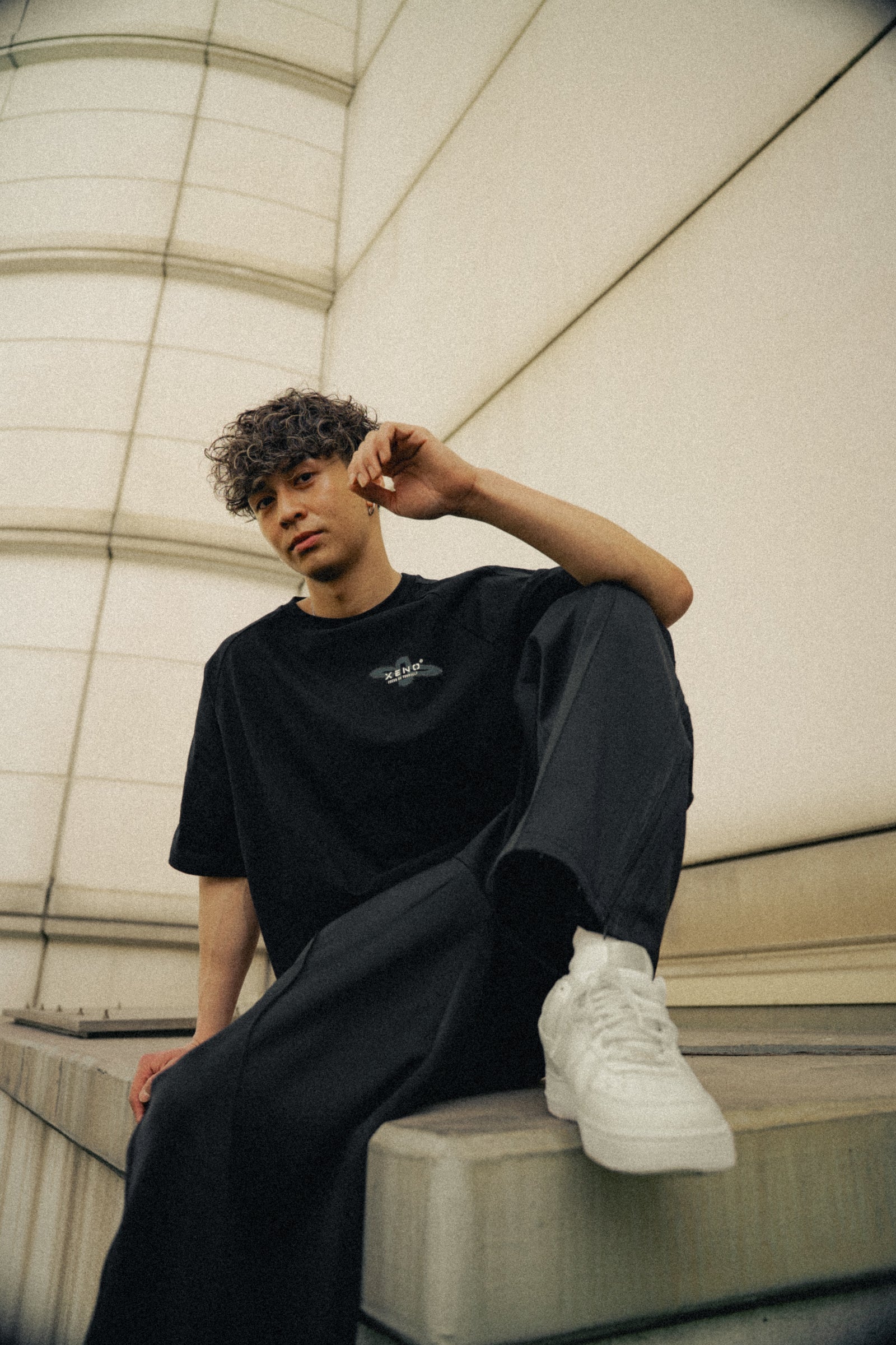 XENO RETRO JERSEY WIDE PANTS BLACK x BLACK