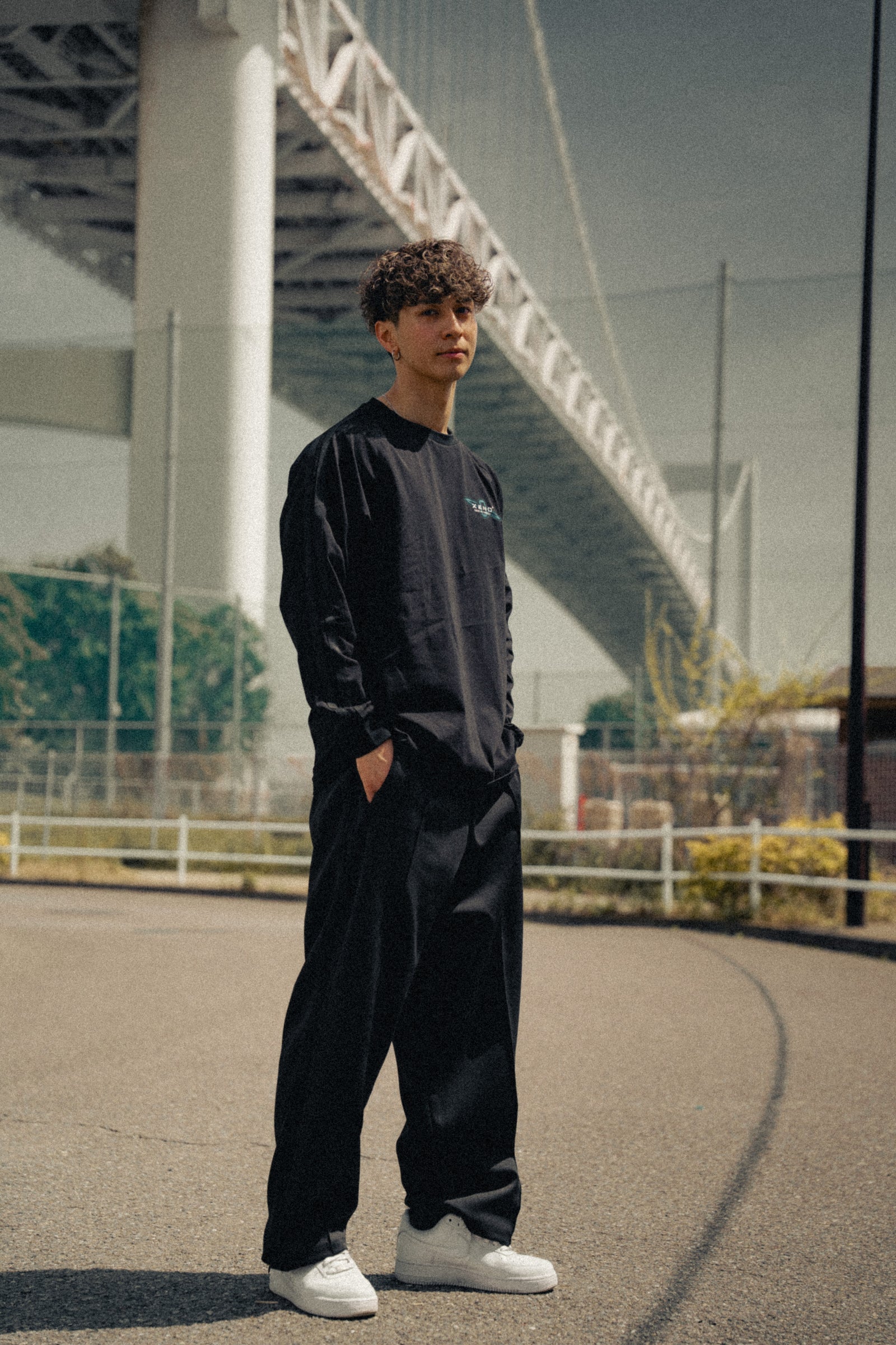 XENO RETRO JERSEY WIDE PANTS BLACK x BLACK