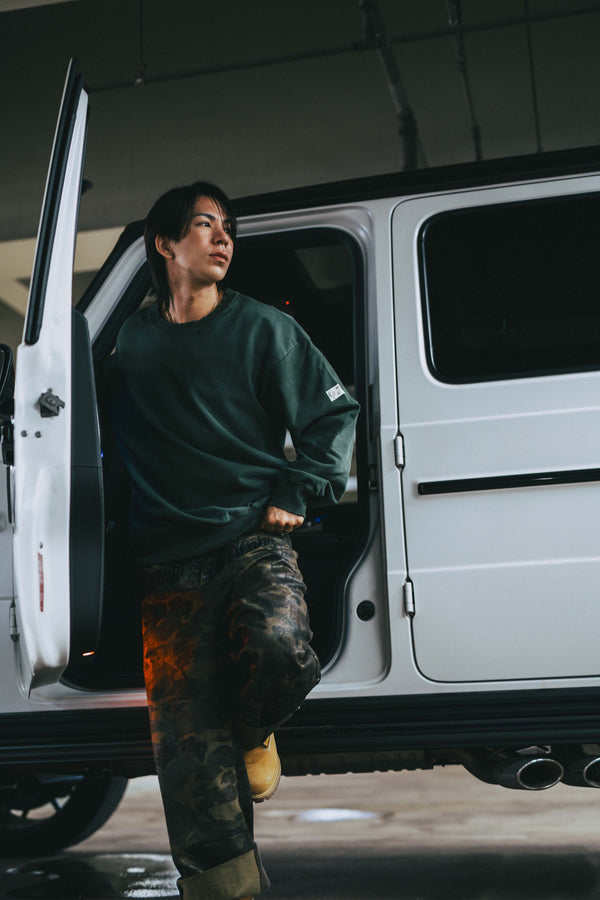 XENO DAMAGE SWEAT SHIRT GREEN