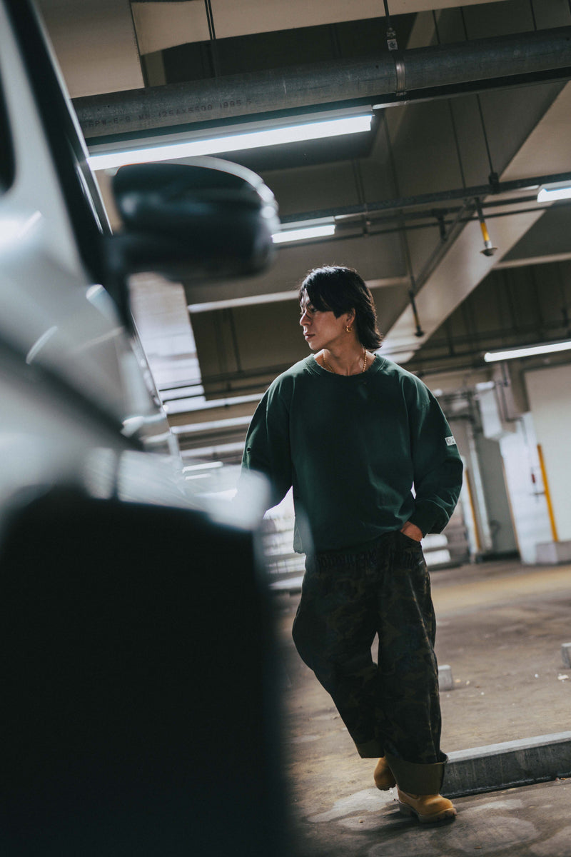 XENO DAMAGE SWEAT SHIRT GREEN