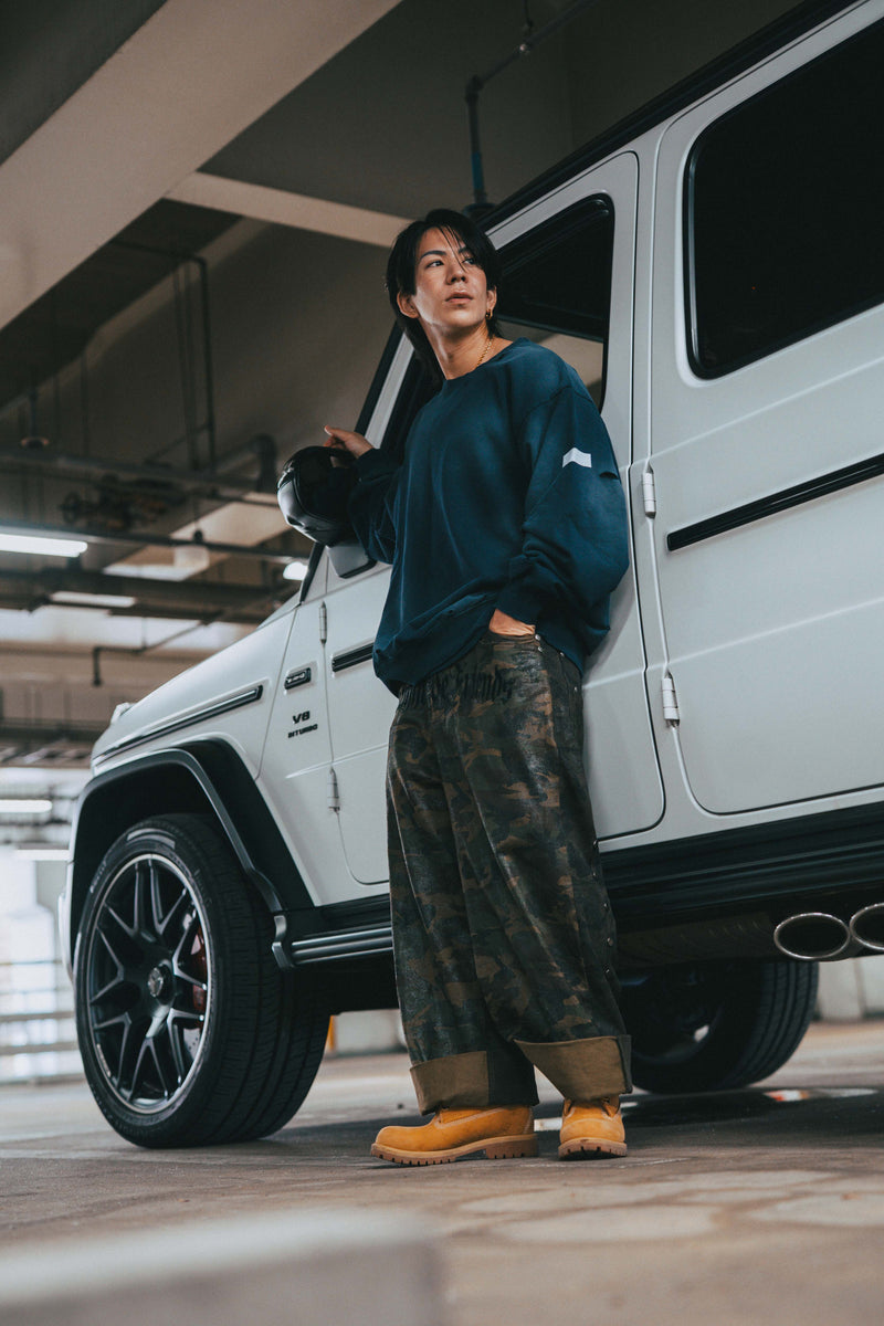 XENO DAMAGE SWEAT SHIRT NAVY