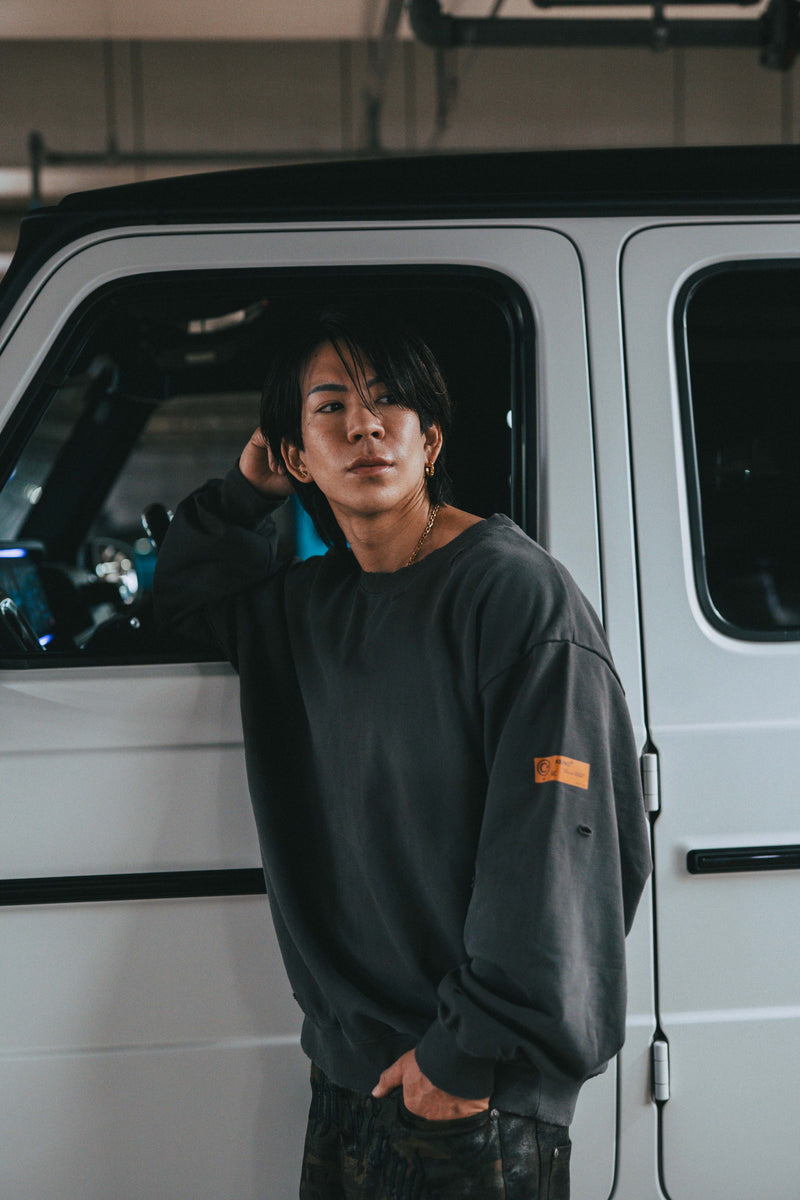 XENO DAMAGE SWEAT SHIRT GRAY