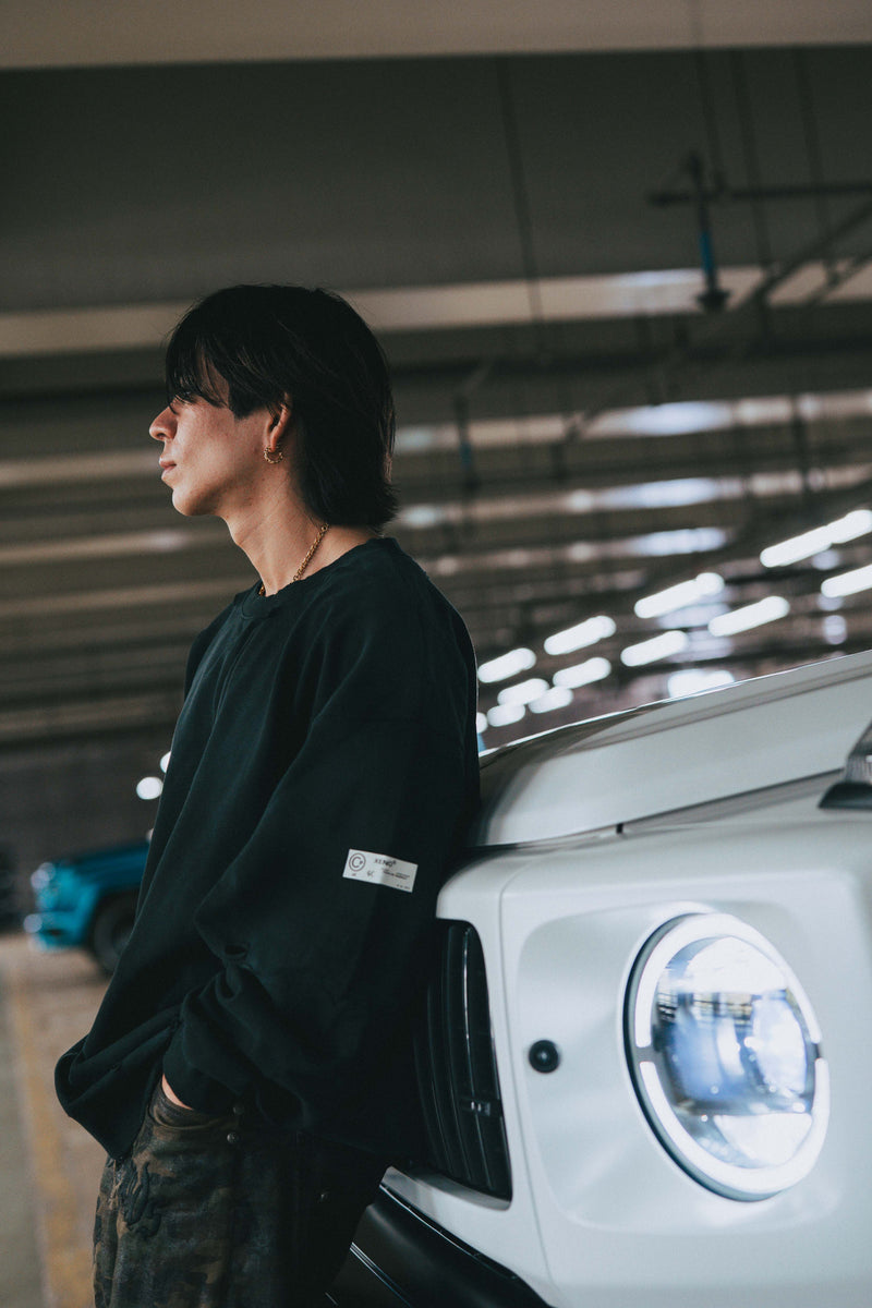 XENO DAMAGE SWEAT SHIRT BLACK