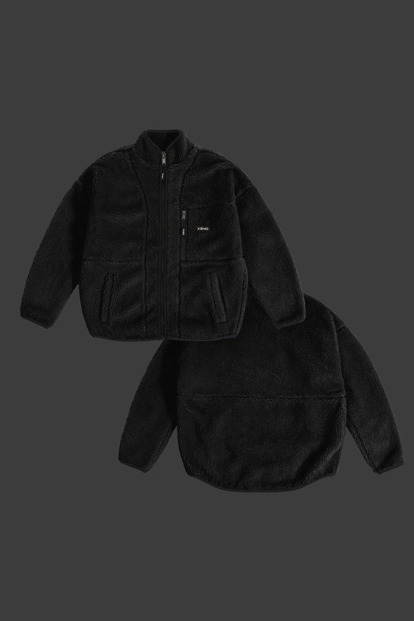 XENO OVERSIZED BOA FLEECE JACKET BLACK