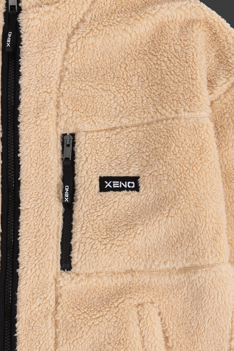 XENO OVERSIZED BOA FLEECE JACKET BEIGE