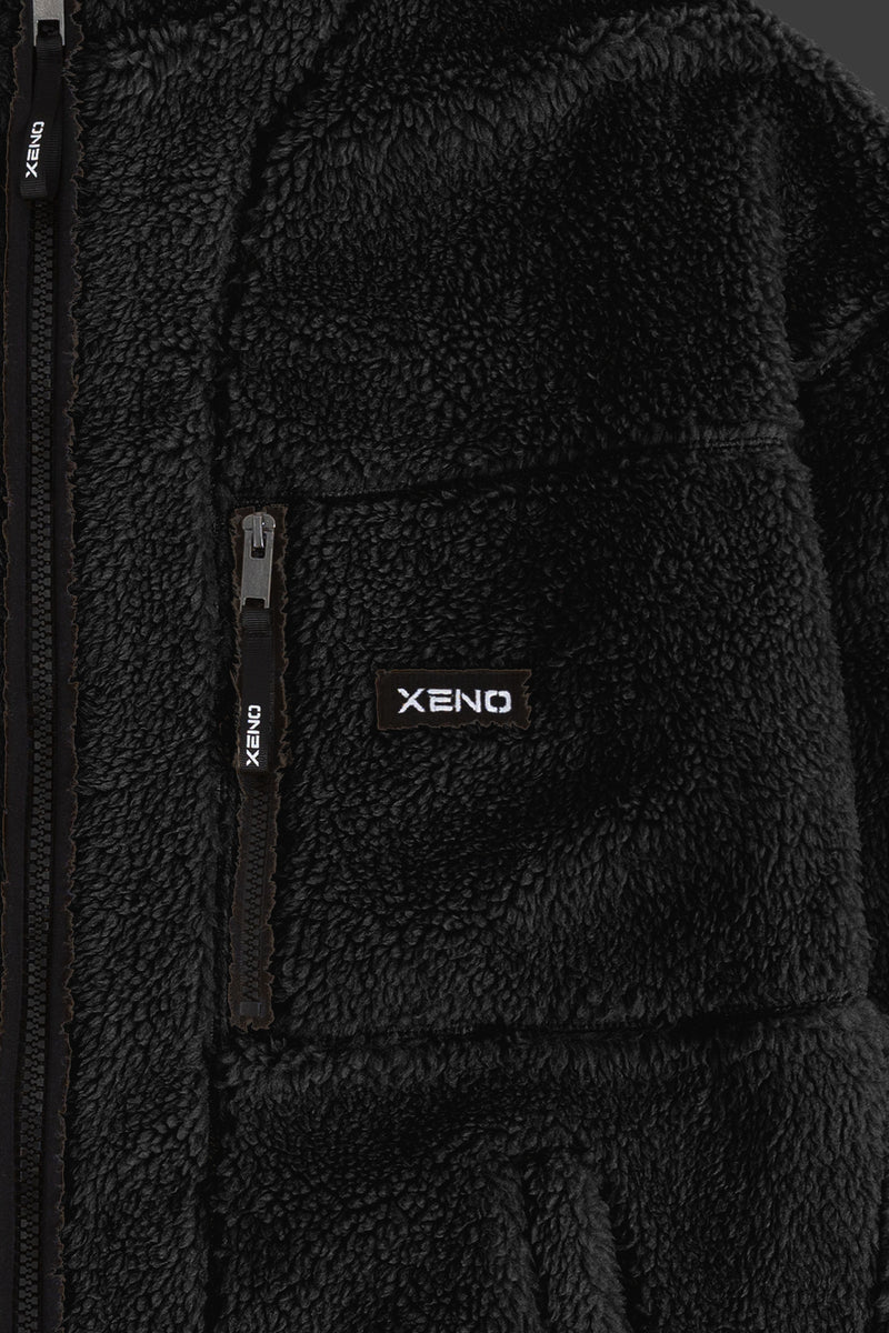 XENO OVERSIZED BOA FLEECE JACKET BLACK