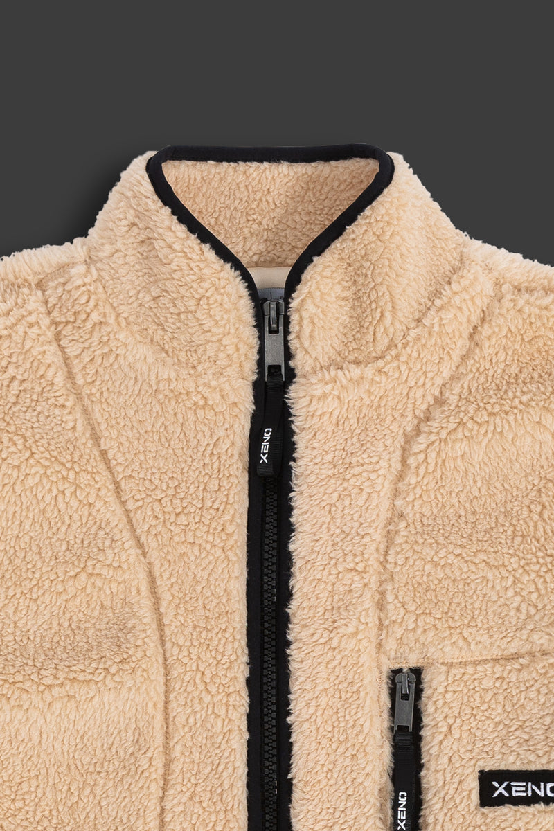 XENO OVERSIZED BOA FLEECE JACKET BEIGE