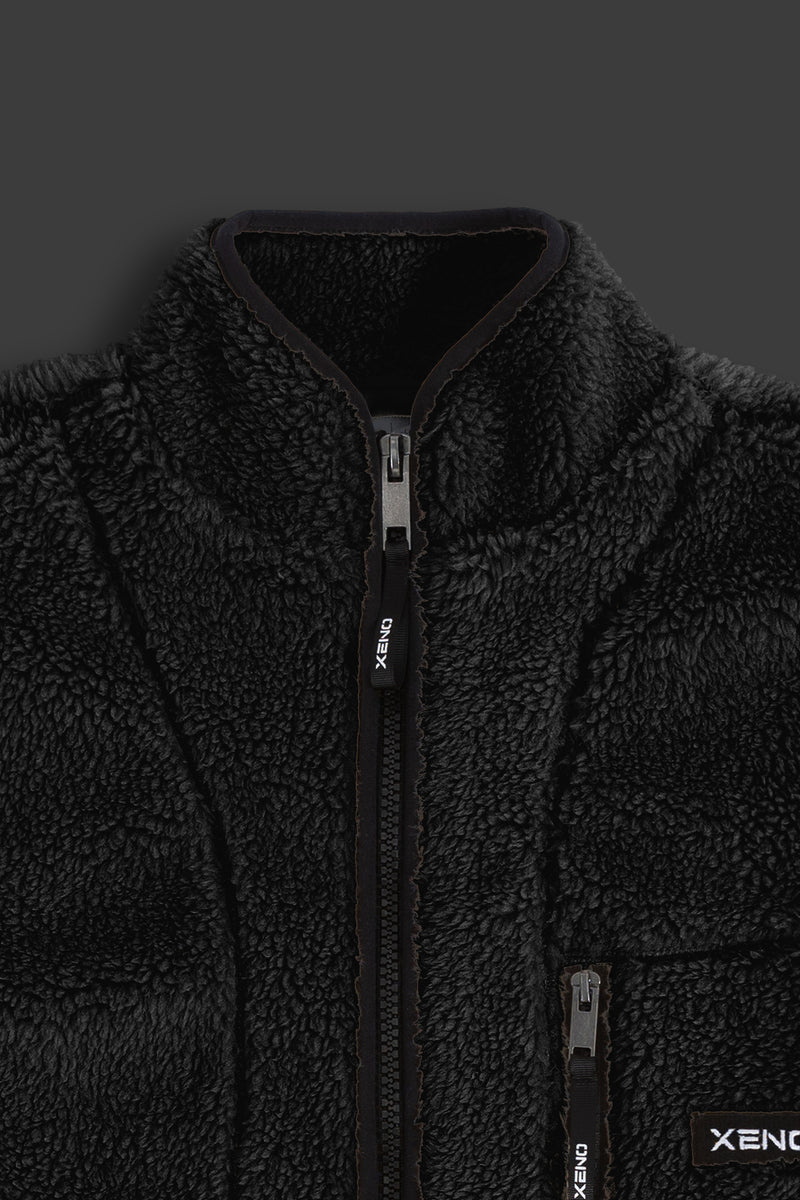 XENO OVERSIZED BOA FLEECE JACKET BLACK