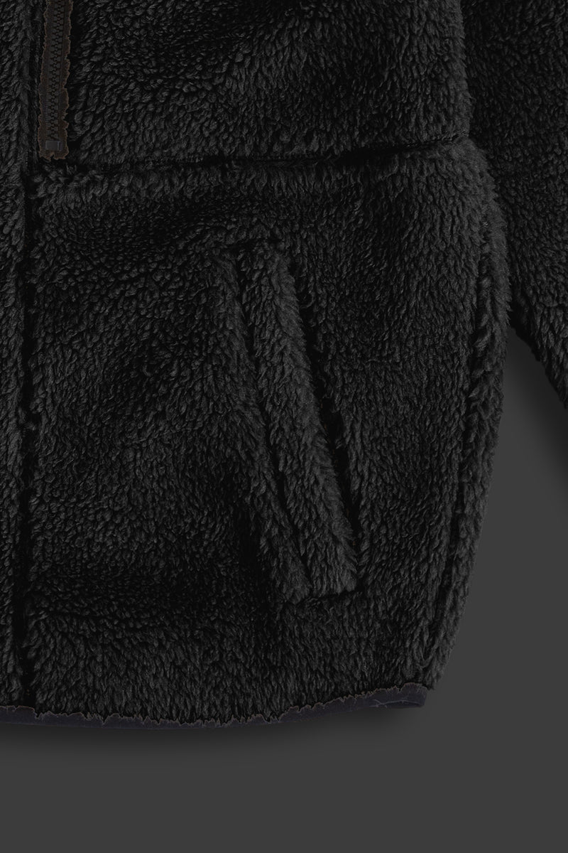 XENO OVERSIZED BOA FLEECE JACKET BLACK