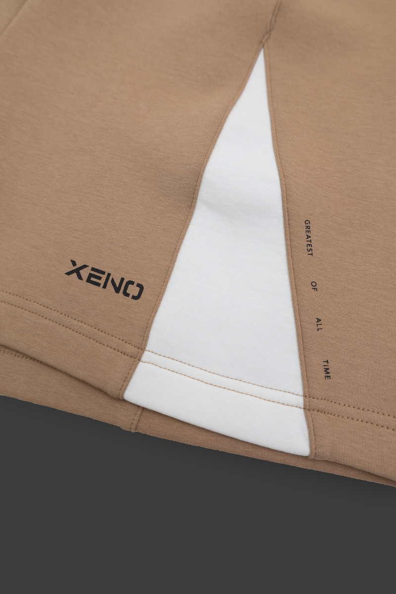 XENO COLOR BLOCK DOUBLE KNIT SHORTS Beige x White