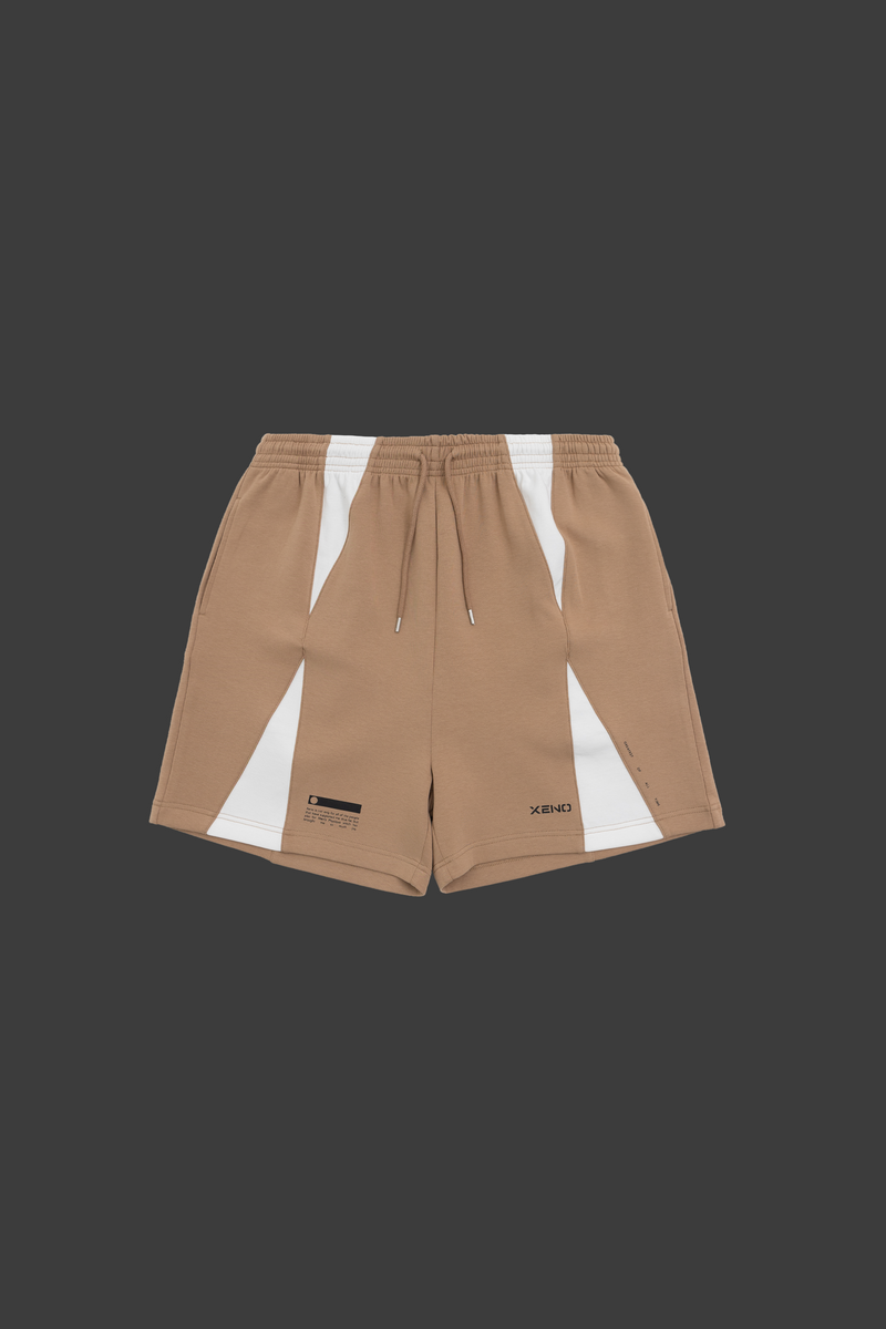 XENO COLOR BLOCK DOUBLE KNIT SHORTS Beige x White