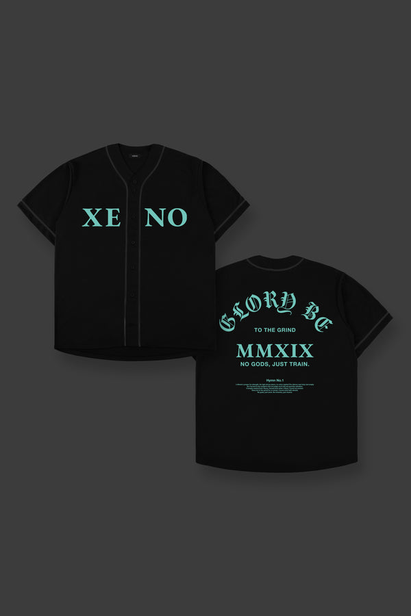 XENO MMXIX BASEBALL SHIRTS BLACK x AQUA