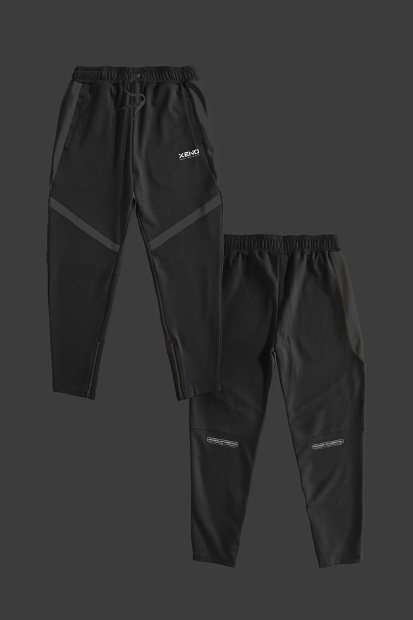 XENO COLOR BLOCK TAPERED PANTS Black x Black