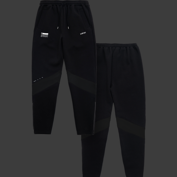 XENO COLOR BLOCK DOUBLE KNIT PANTS Black x Black