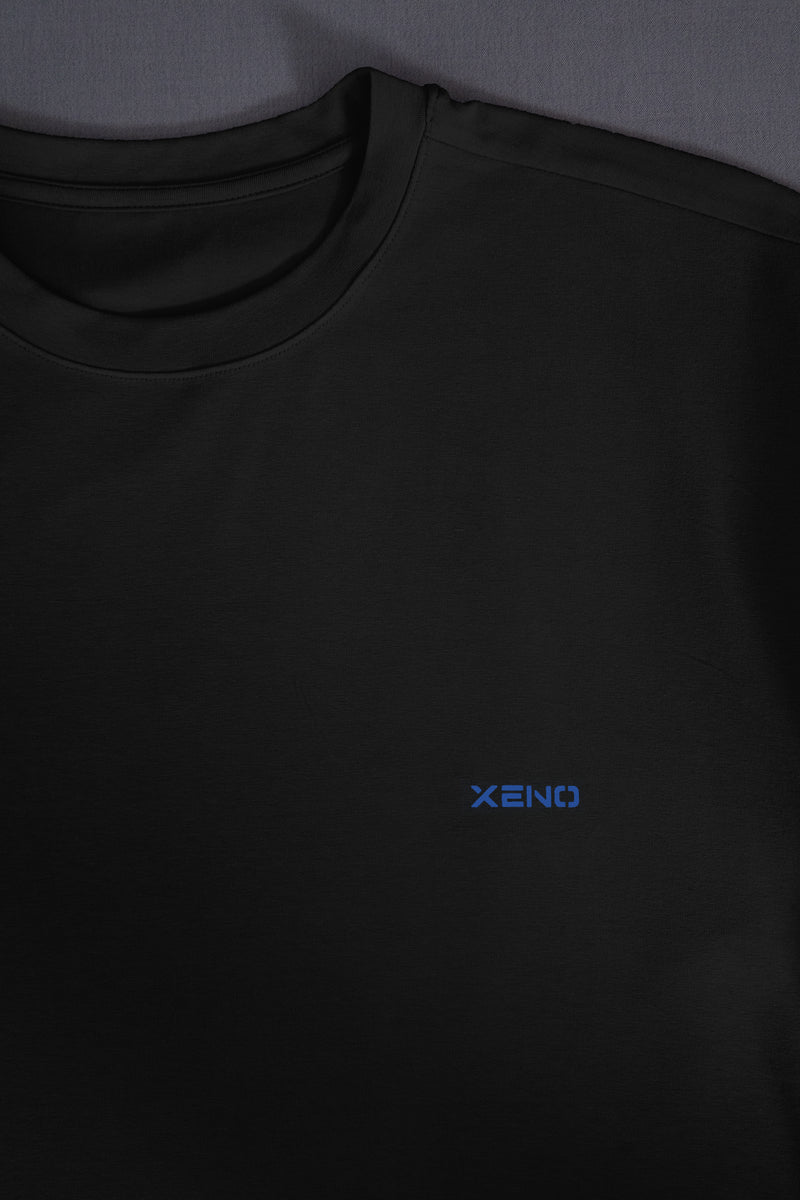 XENO DIAGONAL LINE T-SHIRT BLACK x BLUE