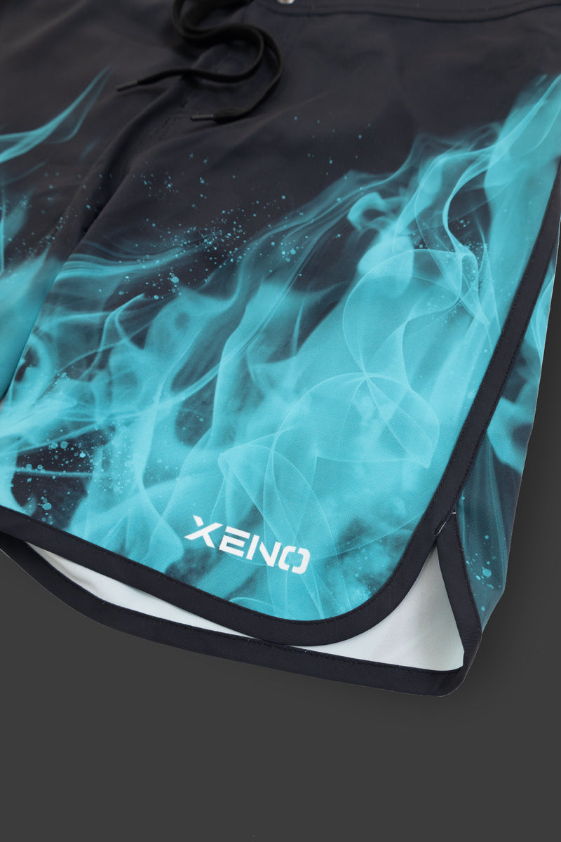 XENO FLAME SURF SHORTS BLACK BLUE