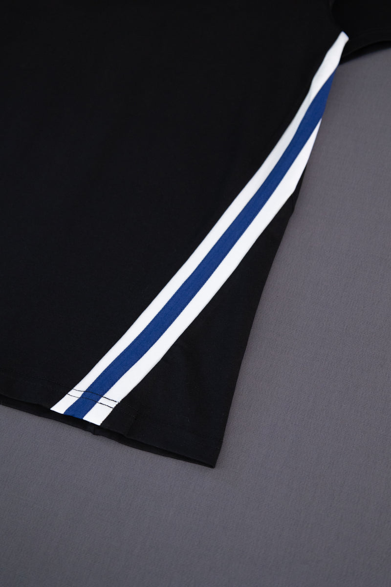 XENO DIAGONAL LINE T-SHIRT BLACK x BLUE