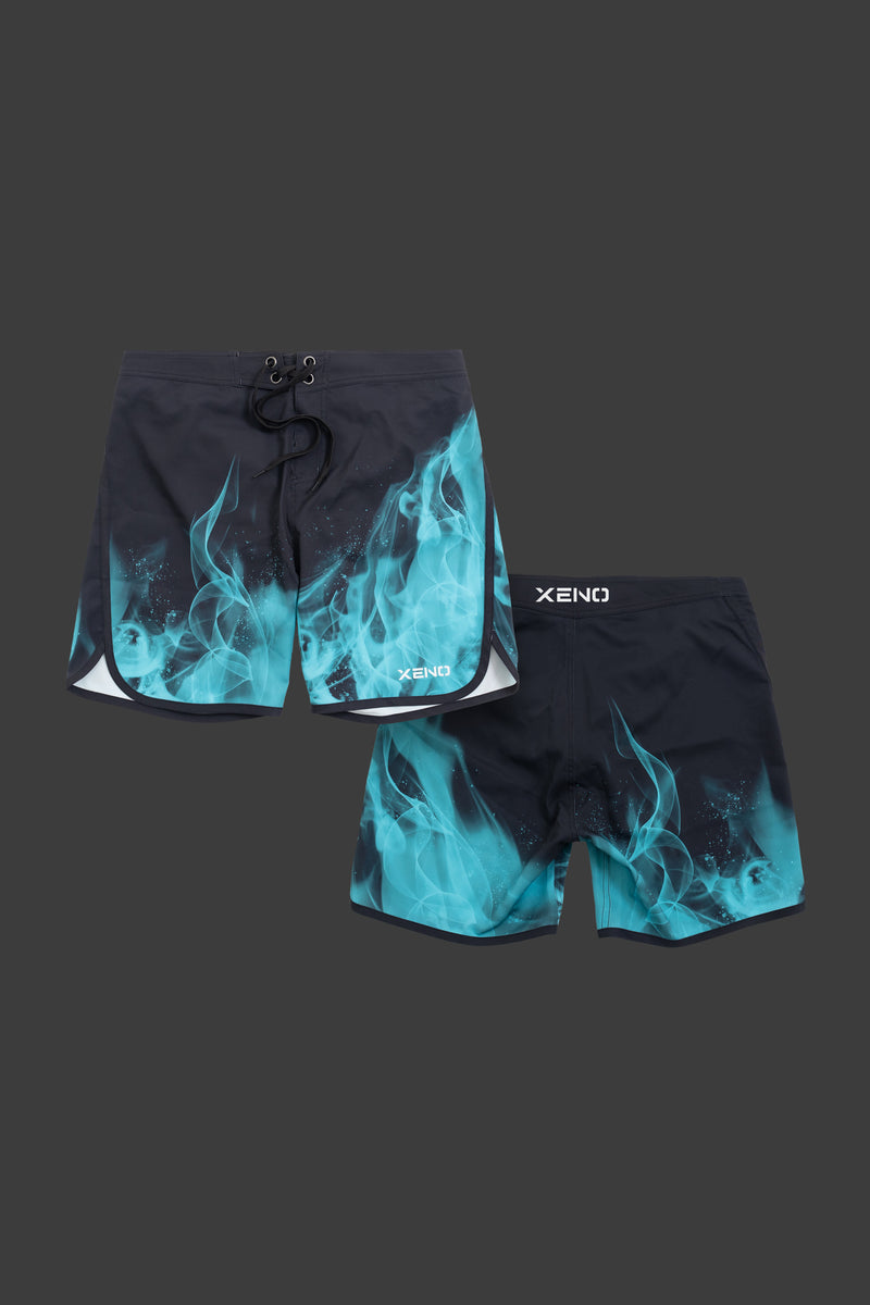 XENO FLAME SURF SHORTS BLACK BLUE