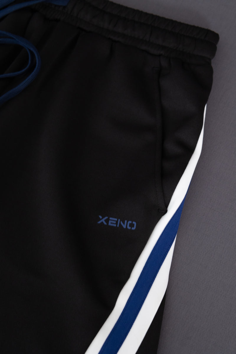 XENO DIAGONAL LINE SHORTS BLACK x BLUE