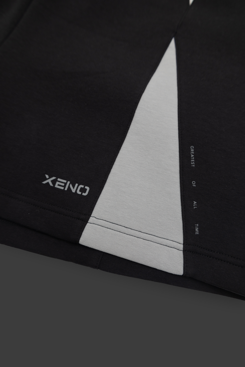 XENO COLOR BLOCK DOUBLE KNIT SHORTS Black x Gray