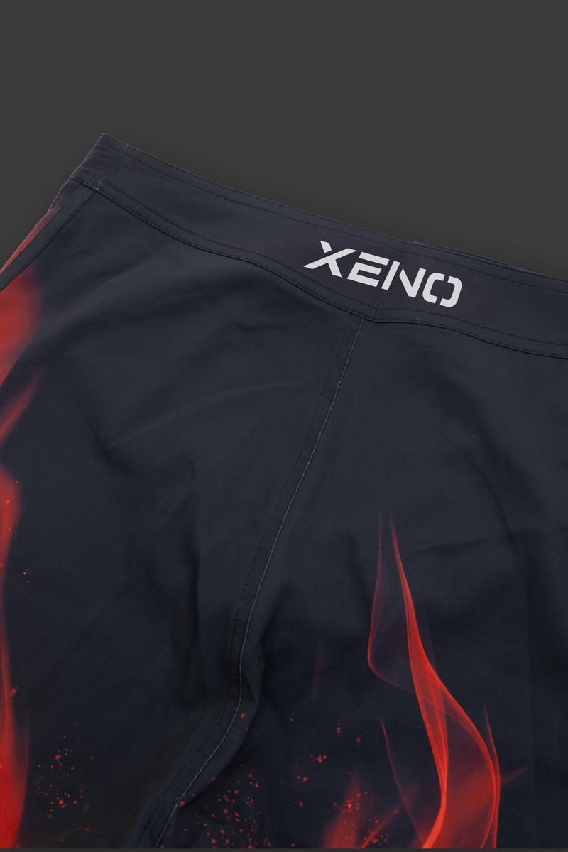 XENO FLAME SURF SHORTS BLACK RED XENO FLAME SURF SHORTS BLACK RED