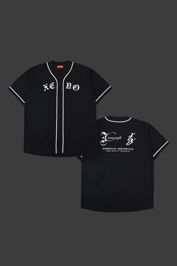 XENO BLACK LETTER BASEBALL SHIRT BLACKWHITE