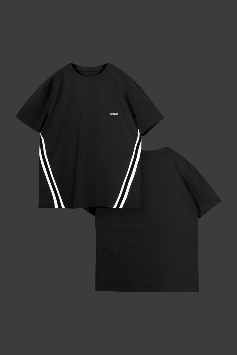 XENO DIAGONAL LINE T-SHIRT BLACK x WHITE