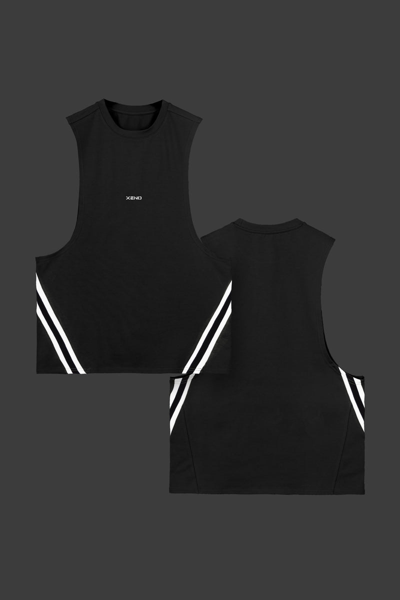 XENO DIAGONAL LINE TANK BLACK x WHITE