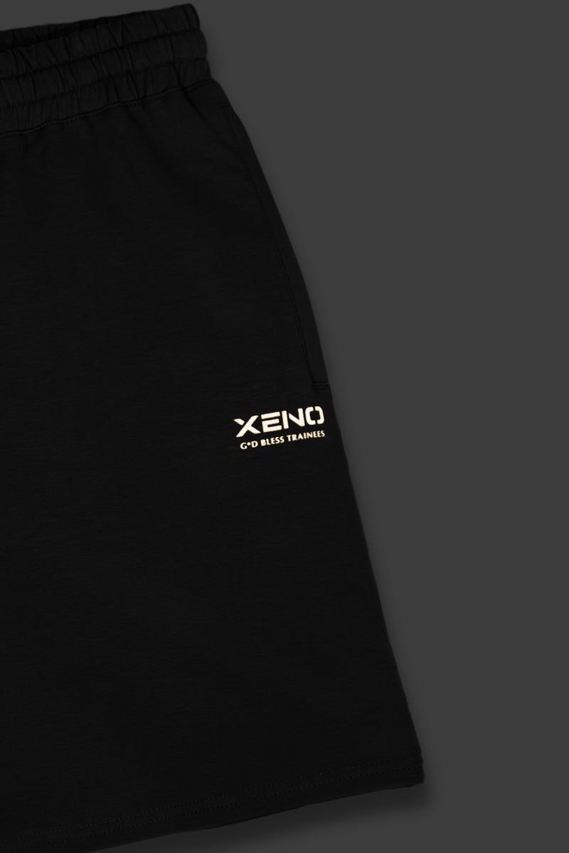 XENO USA LETTERING SWEAT SHORTS BLACK