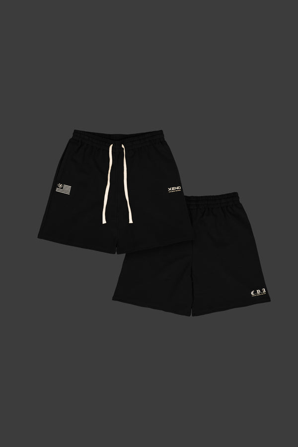 XENO USA LETTERING SWEAT SHORTS BLACK