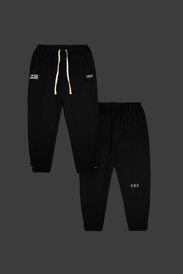 XENO USA LETTERING SWEAT PANTS BLACK