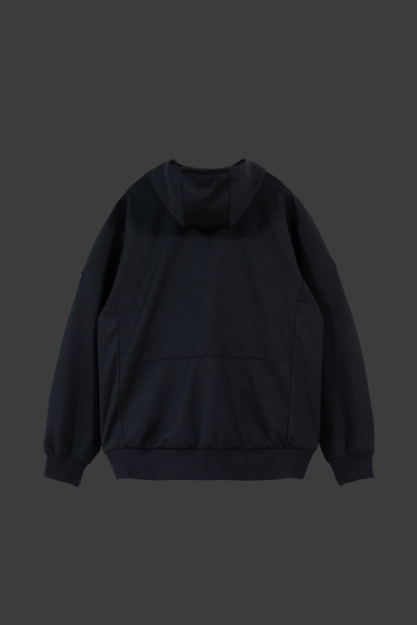 XENO DOUBLE KNIT ZIP UP HOODIE BLACK