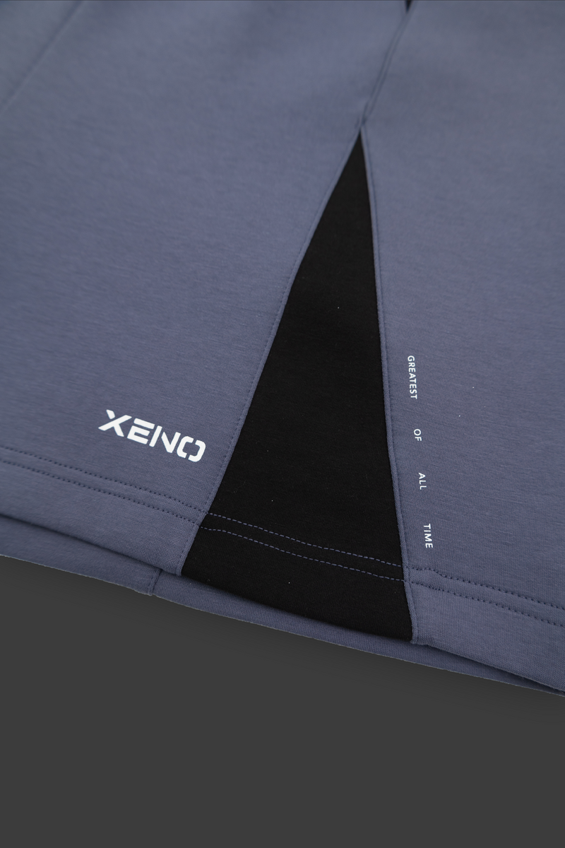 XENO COLOR BLOCK DOUBLE KNIT SHORTS Blue Gray x Black