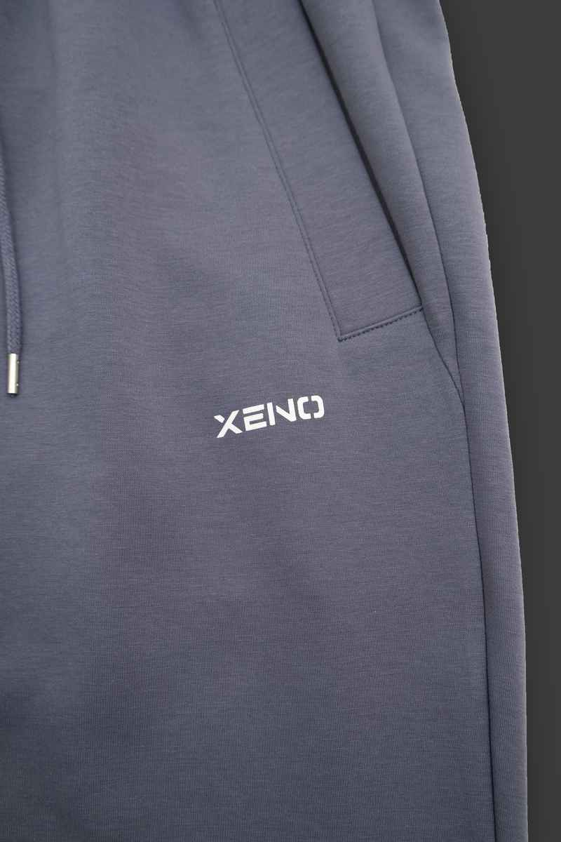 XENO COLOR BLOCK DOUBLE KNIT PANTS Blue Gray x Black