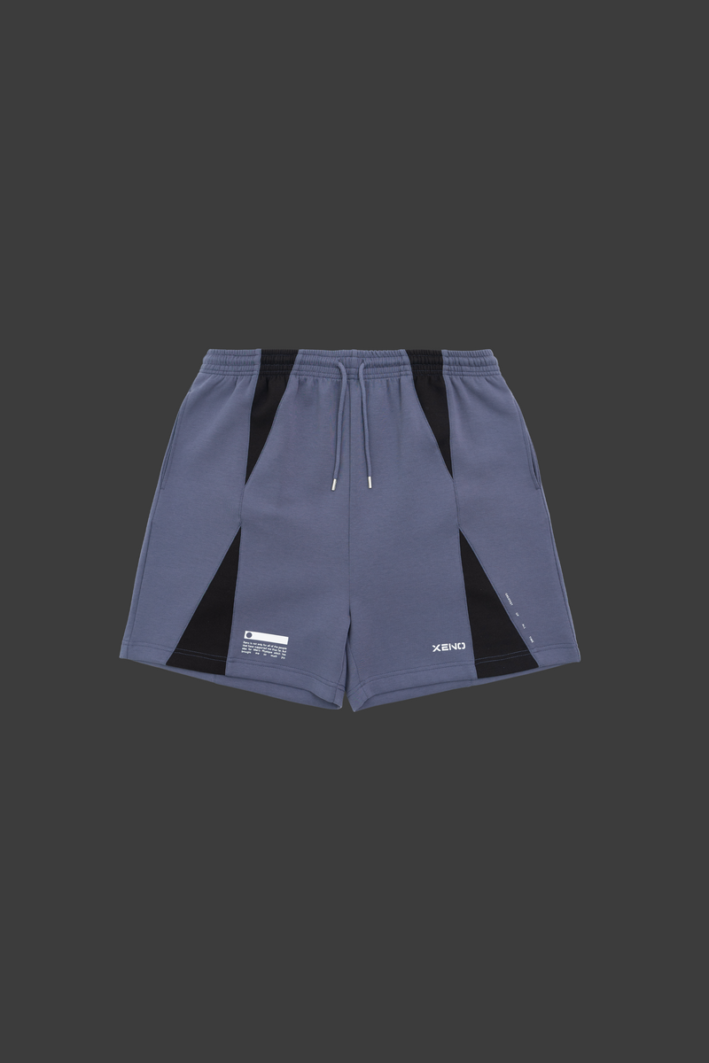 XENO COLOR BLOCK DOUBLE KNIT SHORTS Blue Gray x Black