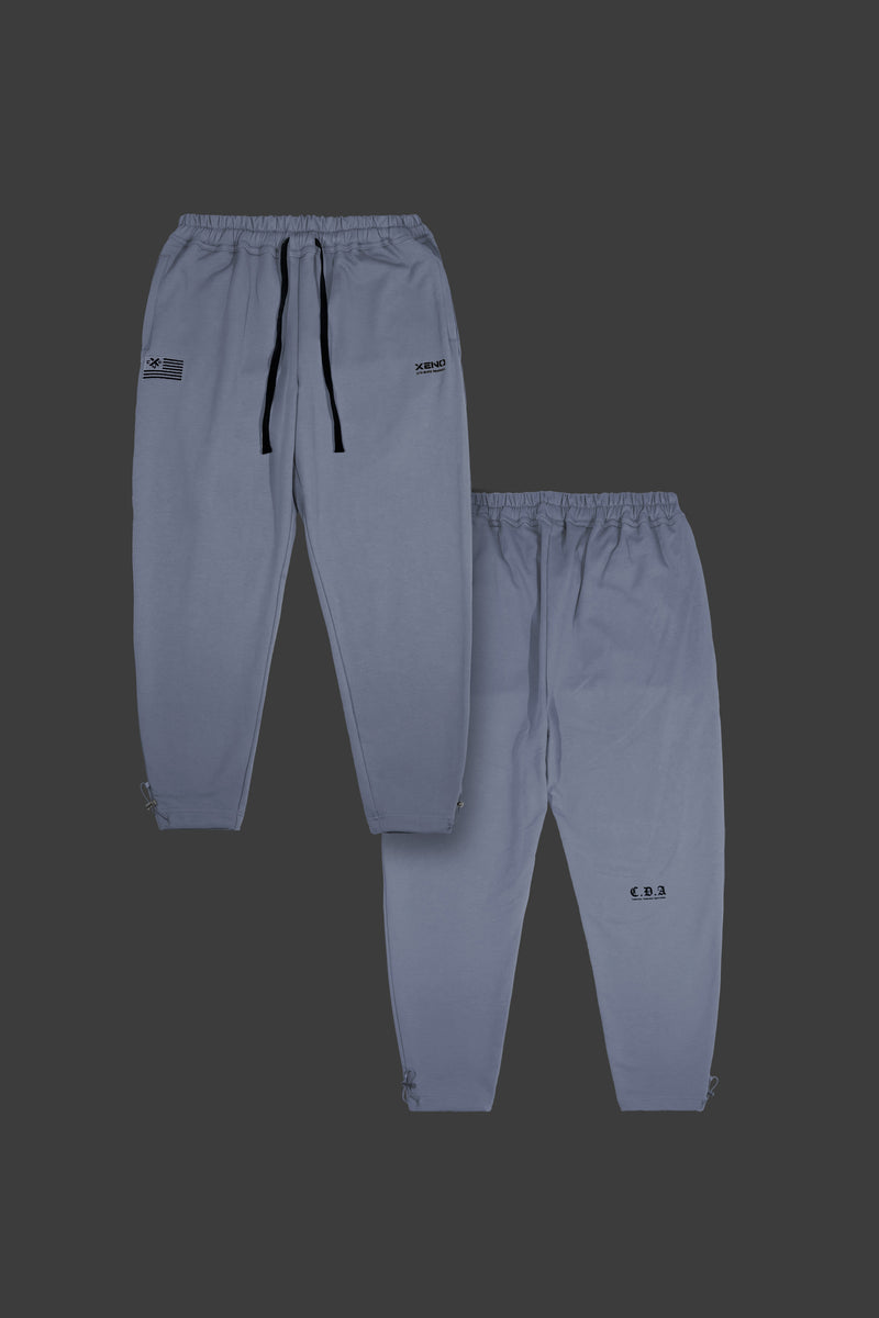 XENO USA LETTERING SWEAT PANTS BLUE GRAY