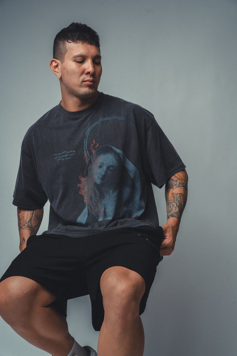 XENO “MARY BURN” OVERSIZED TEE BLEACH BLACK