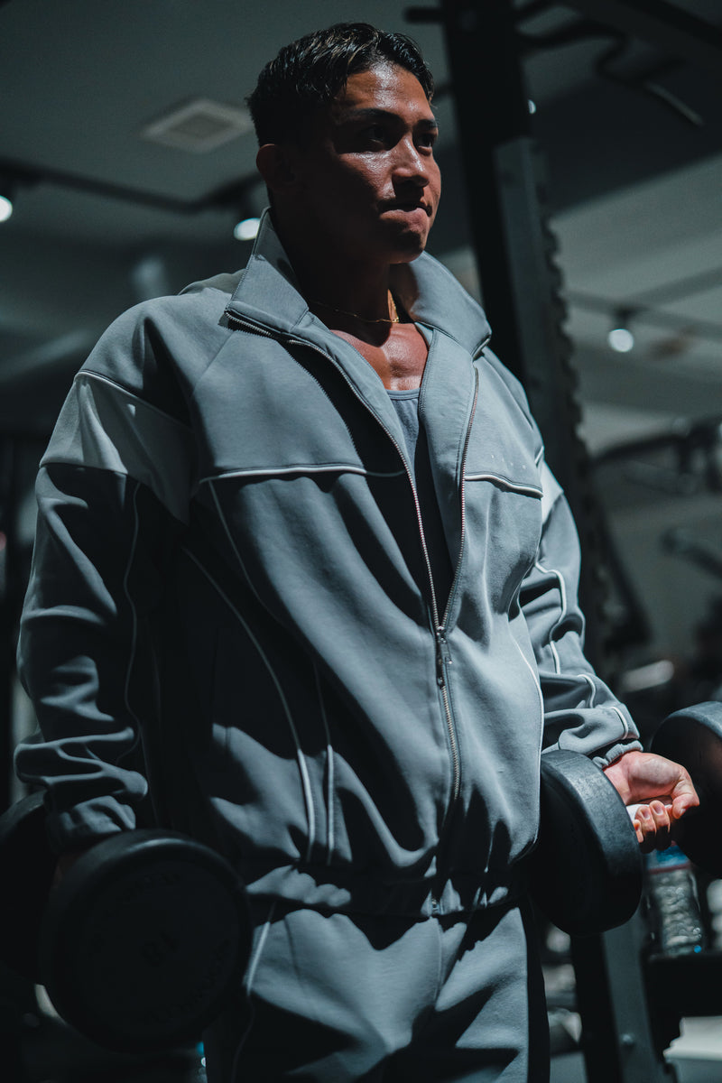 XENO PIPING DOUBLE KNIT JACKET GRAY