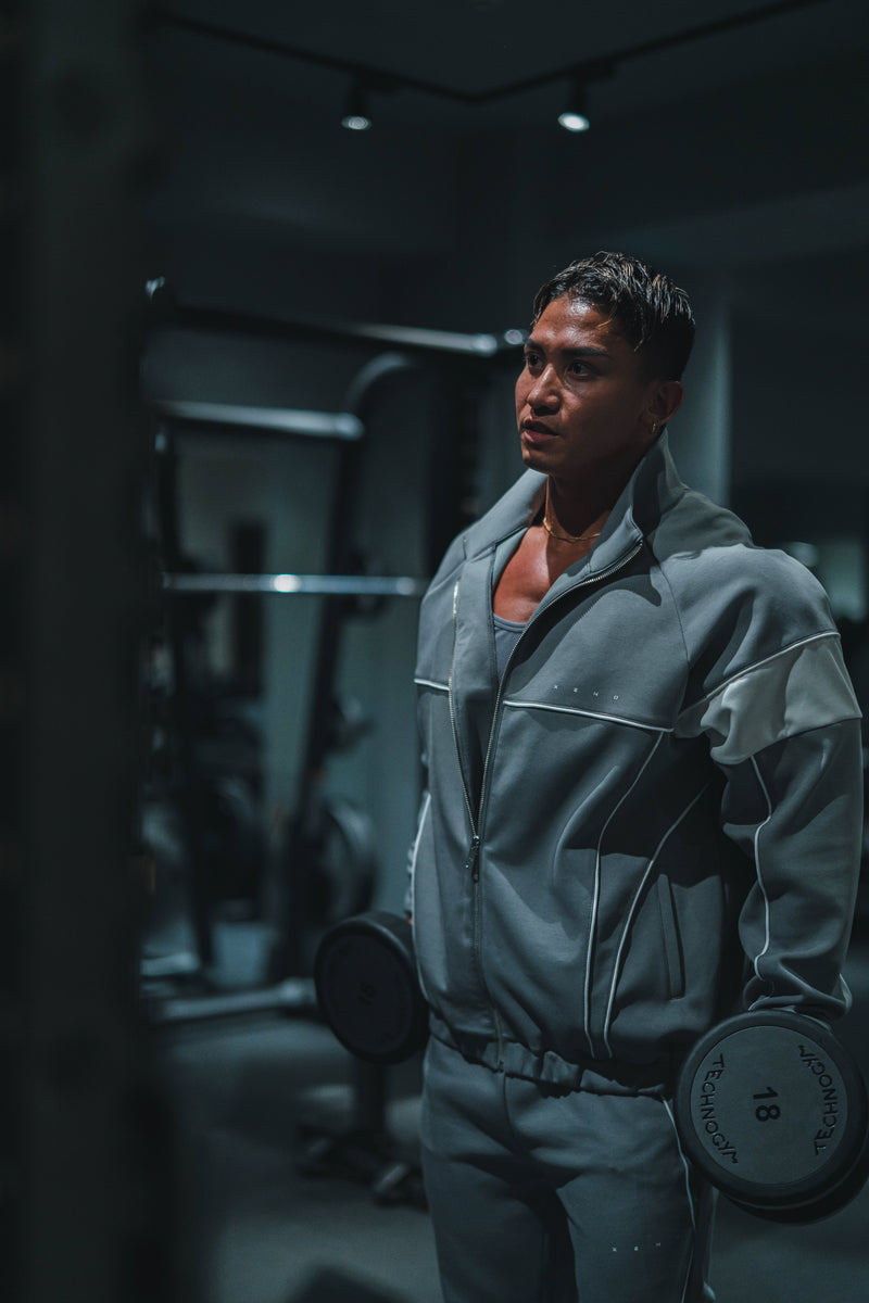 XENO PIPING DOUBLE KNIT JACKET GRAY