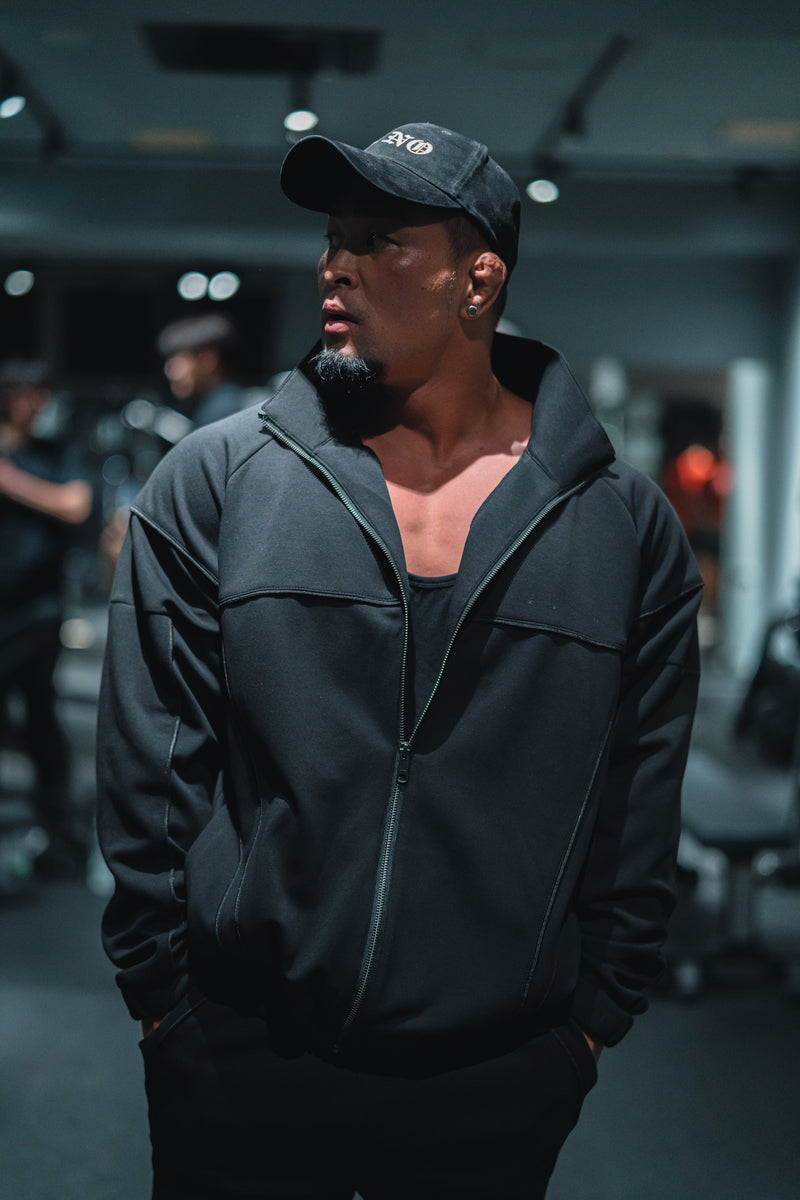 XENO PIPING DOUBLE KNIT JACKET BLACK x BLACK