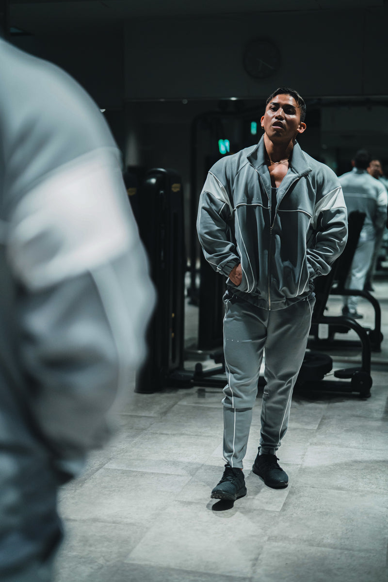 XENO PIPING DOUBLE KNIT JACKET GRAY