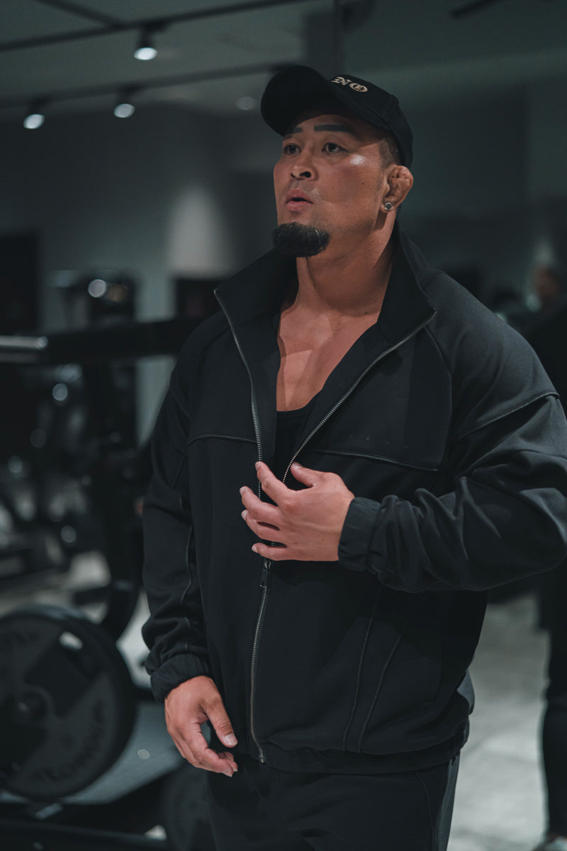 XENO PIPING DOUBLE KNIT JACKET BLACK x BLACK