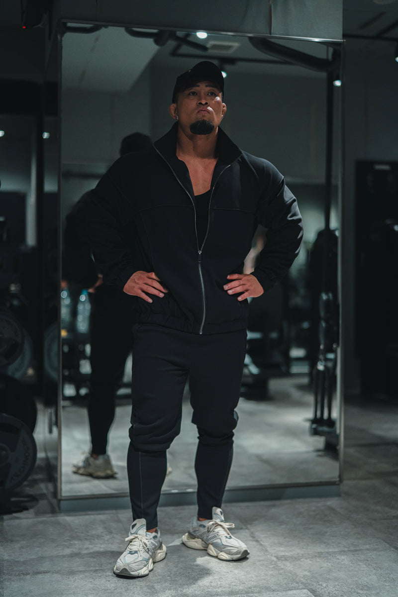 XENO PIPING DOUBLE KNIT PANTS BLACK x BLACK