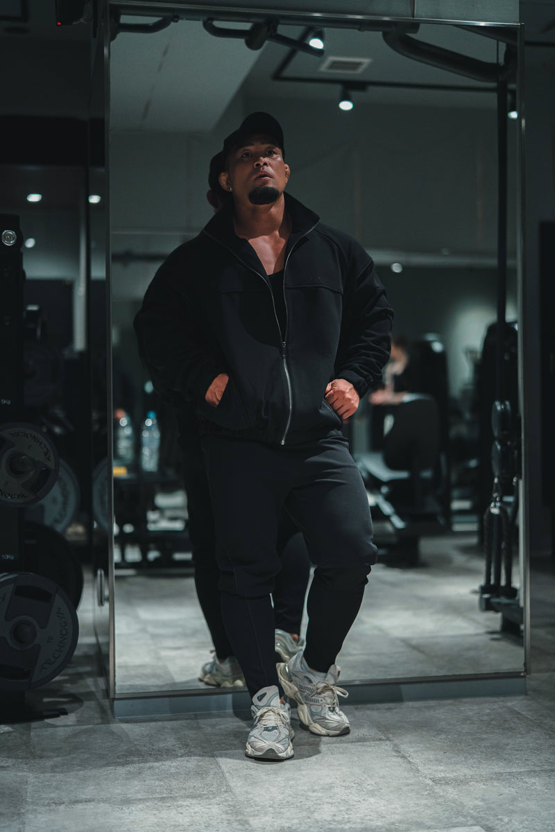 XENO PIPING DOUBLE KNIT JACKET BLACK x BLACK